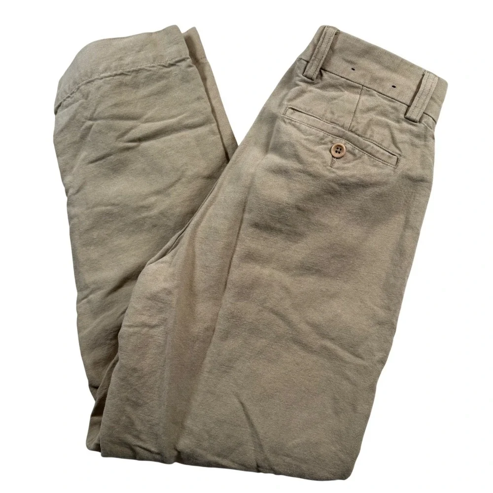 Banana Republic Emerson Pants Mens 30/32 Khaki Tan Linen Cotton Straight Chinos